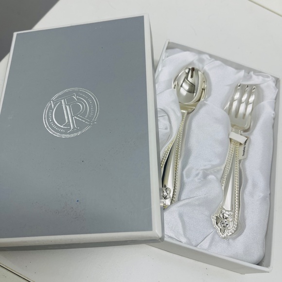 Elegant Silver Plated Serving Fork & Spoon Baby Gift Set by Things Remembered - Picture 1 of 6